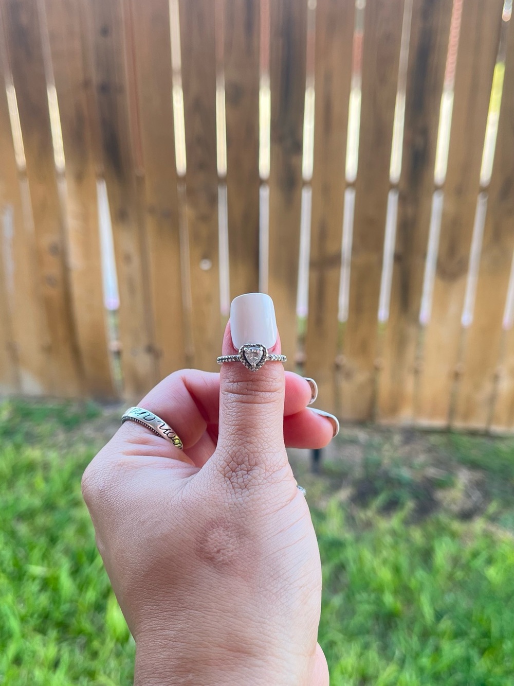 Pandora Silver Heart Halo Ring with White Stones